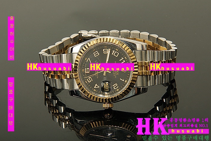 �η��� ���ڽð� Replica Rolex Datejust Automatic Movement Yellow gold Bezel Black Dial Men.928117-15